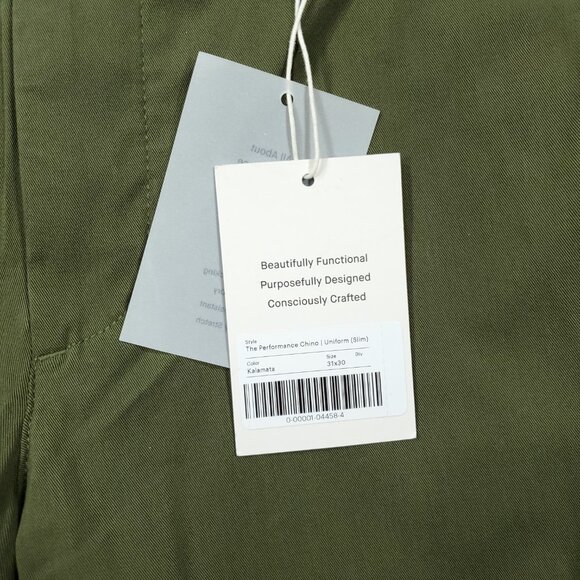 Everlane Uniform Performance Chino Slim Fit Pants Men's Size 31 x 30 Green - Picture 3 of 7